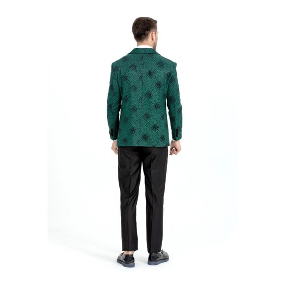 Derman Green Spotted Pattern Silvery Fabric Tuxedo - Picture 3 of 7